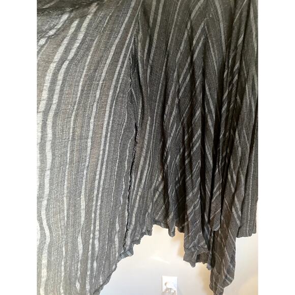 Skullz London Striped Cotton Black Asymmetrical Drape Duster Cardigan Whimsygoth - Picture 4 of 7